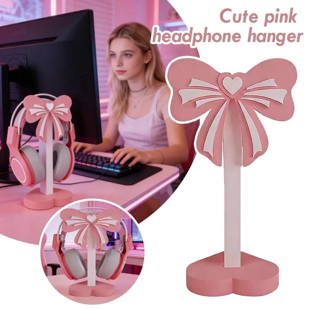 Supporto per Cuffie a Forma di Fiocco Anime Rosa Carino Personalizzato Porta Cuffie per Giochi E-sports Accessori Decorativi