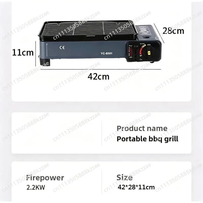 Portable Windproof Gas Cassette Stove & BBQ Grill – Camping, Picnic, Outdoor & Home Use with Roasting Pan