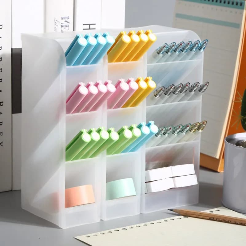 Desk Organizer Desk Organizer oblique insert 4 Grills Desk Holder Organizer Make-up Organizer School Office Storage Box Gadget for Home