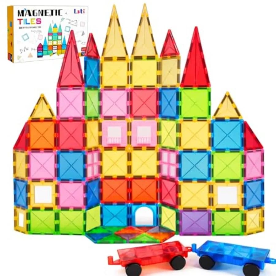 LATI Set di Costruzioni Magnetiche da 130 Pezzi, Blocchi Magnetici Multicolore con Magneti Potenti
