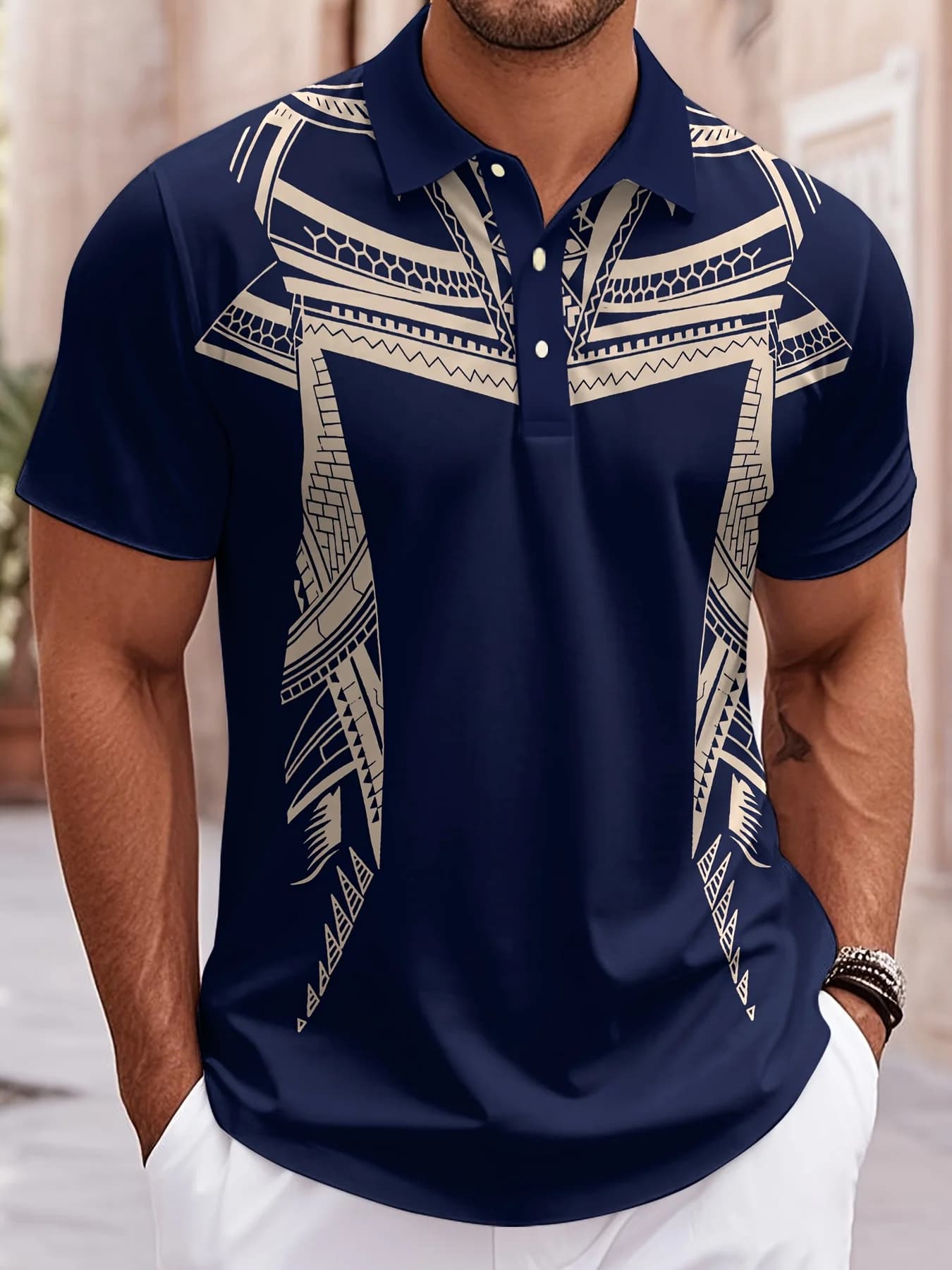 T-shirt da uomo casual a maniche corte - T-shirt tribale ispirata alla motociclismo per uomo, moda estiva 2026