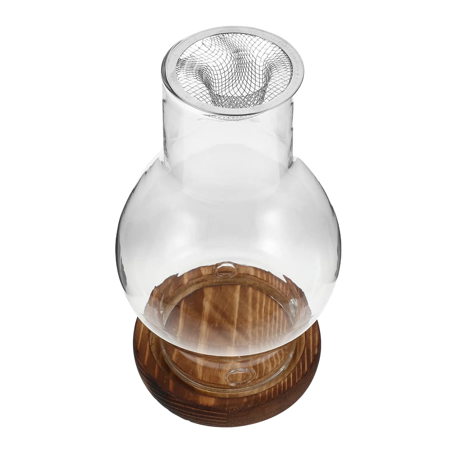 Diffusore di aromi con base in legno e copertura in vetro trasparente per incenso, bruciatore traspirante per scaglie di legno e vetro