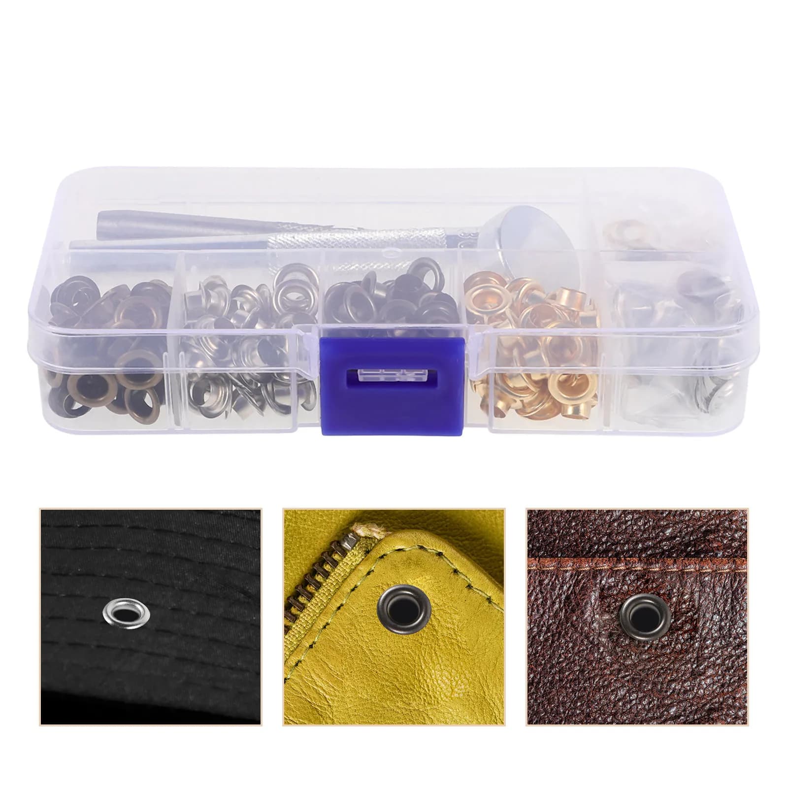 Premium Set of Cable Copper Eyelets, Metallic Eyelets Kit for Clothing, Footwear, Bags, Organizing and Crafting Tool