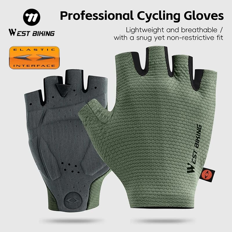 WEST BIKING Cycling Gloves with ELASTIC INTERFACE TEAM PALM 80 KG/m3 Unisex Anti-slip Half fingers
