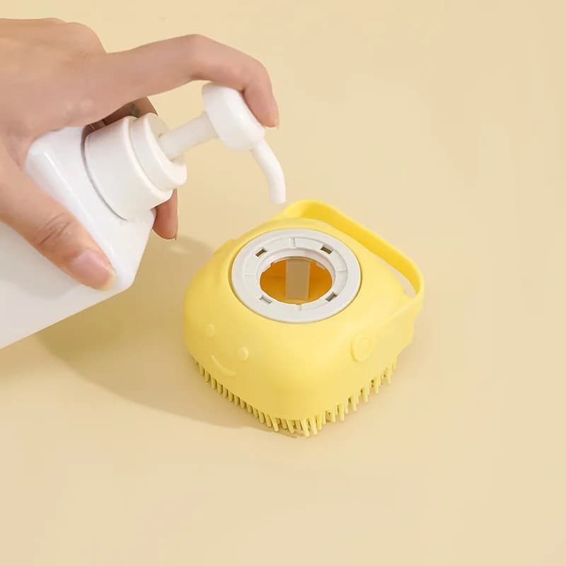 2PACK Pet Bath Brush with Shampoo Dispenser – Soft Silicone Massage Brush, Rich Foam & Gentle Deep Cleaning for Dogs and Cats