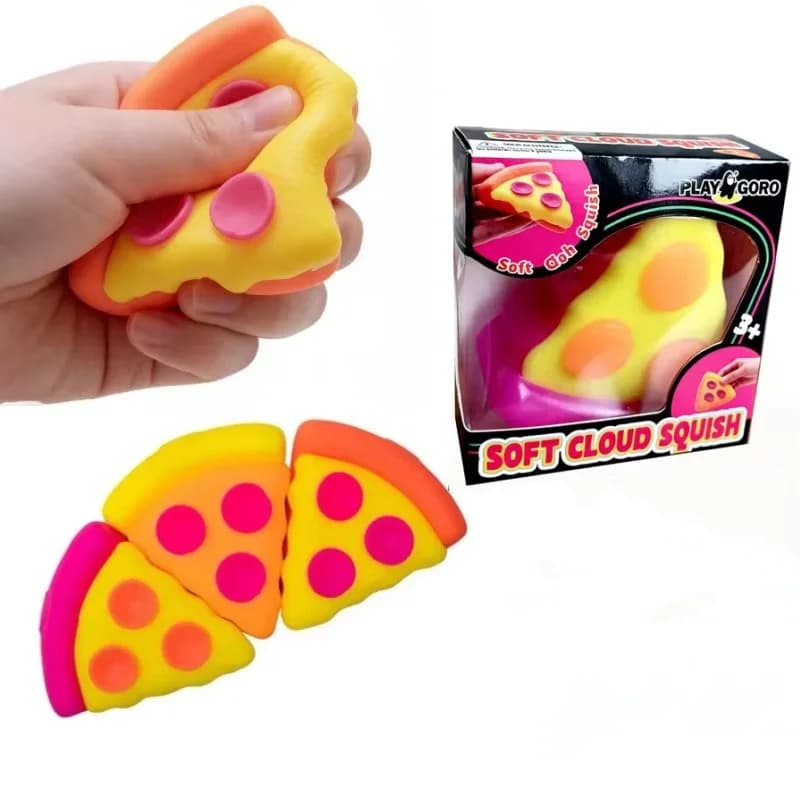 Schylling Needoh Pizza Cubo Sensoriale Antistress Giocattolo Morbido da Spremere per Concentrazione e Relax per Adulti, Bambini e Adolescenti, Regalo Creativo