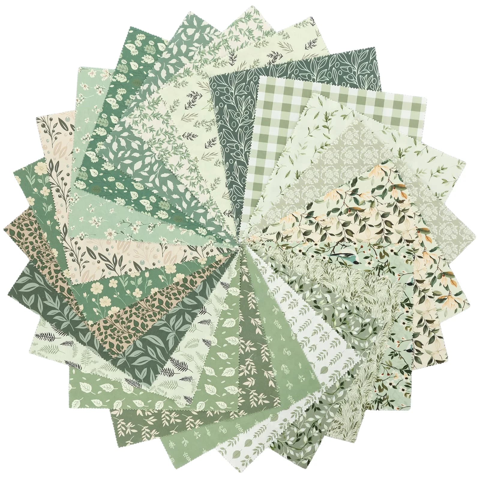 40Pcs Sage Green Floral Cotton Fabric Bundles for Quilting And Sewing Use Fabric Bundles Cotton Fabric Squares Quilting Fabric