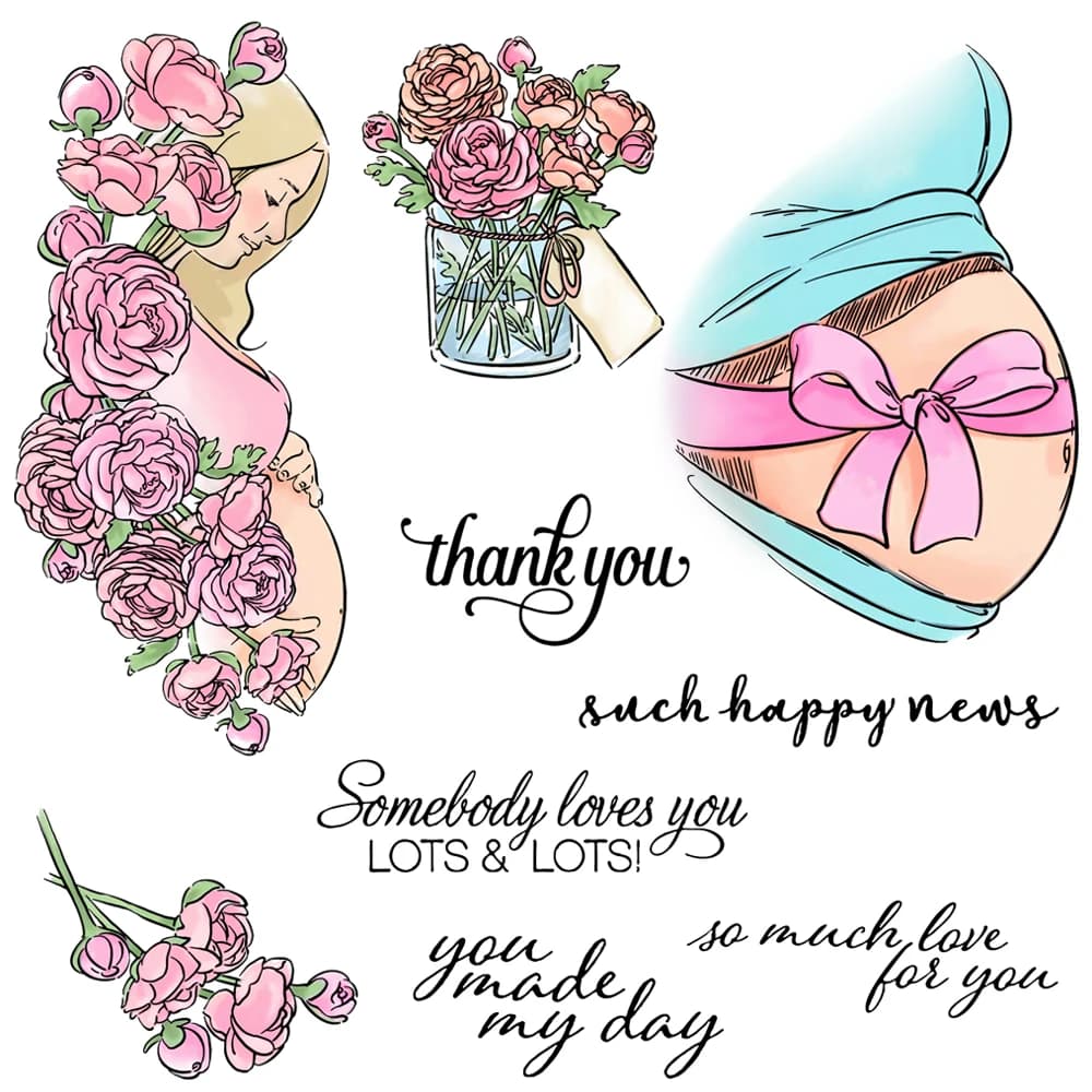 MangoCraft Great Mother pregnant woman fustelle Set of transparent stamps Scrapbooking DIY Metal stamps cut stamps in Silicone for cards