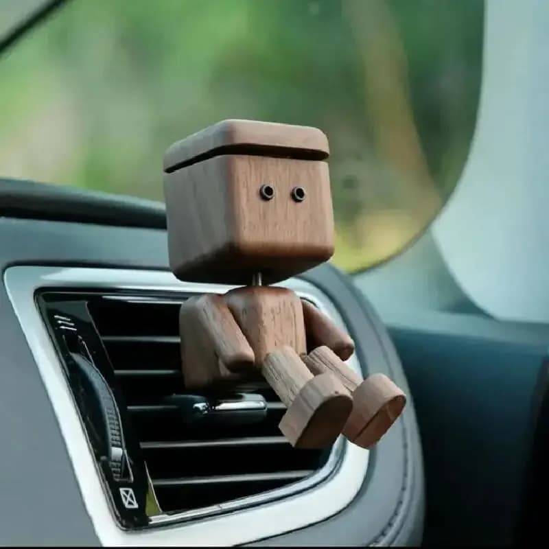 Car Perfume Air Freshener Car Interior Accessories Natural Aroma Diffuser Ornament Wooden Car Aromatherapy Cute Mini Wooden Man