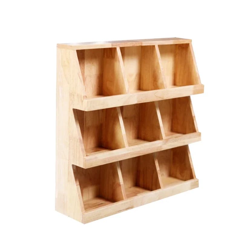 Scaffale per reticolo obliquo da tavolo interamente in legno massello, portaoggetti per accessori per gioielli Scatola per parti fatte a mano fai-da-te