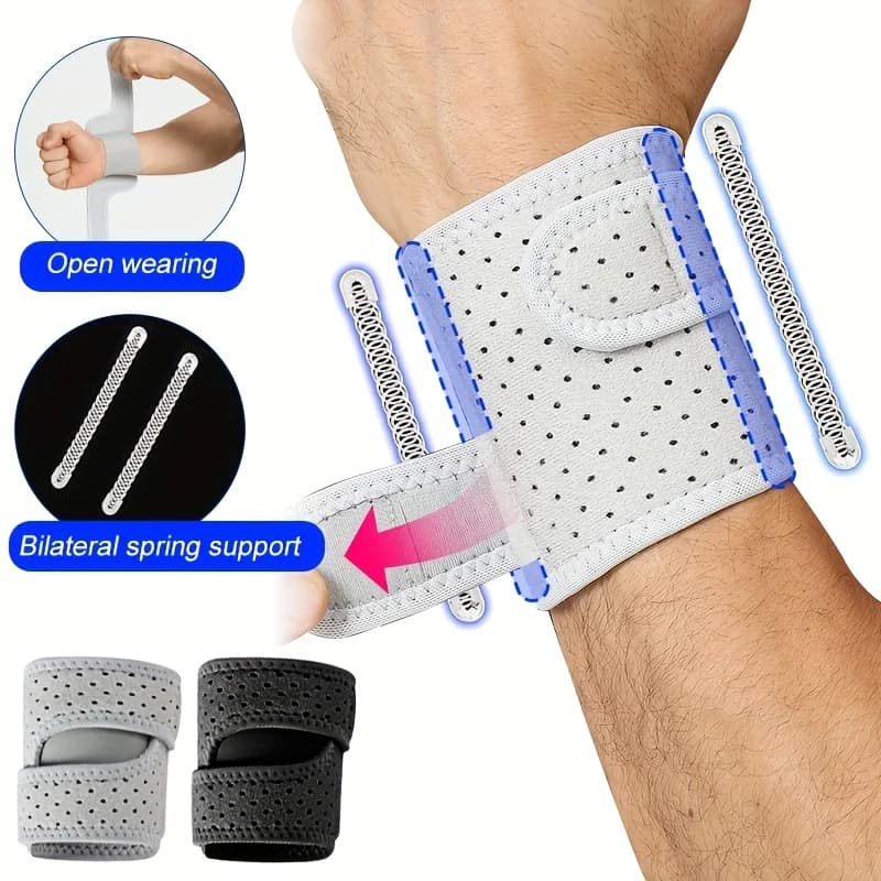 1 Pezzo Supporto da Polso Regolabile per Compressione del Tunnel Carpale, con Cinghie Incrociate, Due Molle, Traspirante e Confortevole, Fasciatura a Pressione