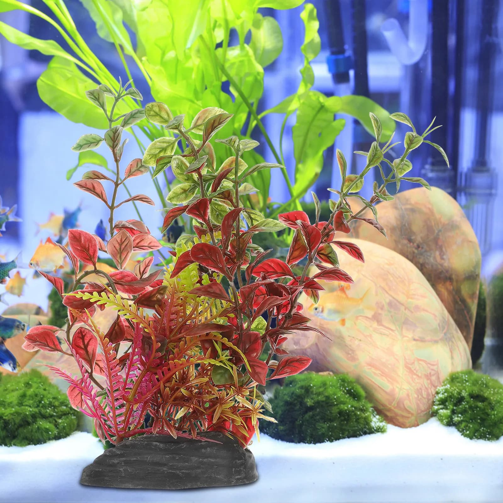 Aquarium Plants Plastic Artificial Fish Tank Decoration Natural Look Aquatic Grass for Freshwater Saltwater Tanks Reptile