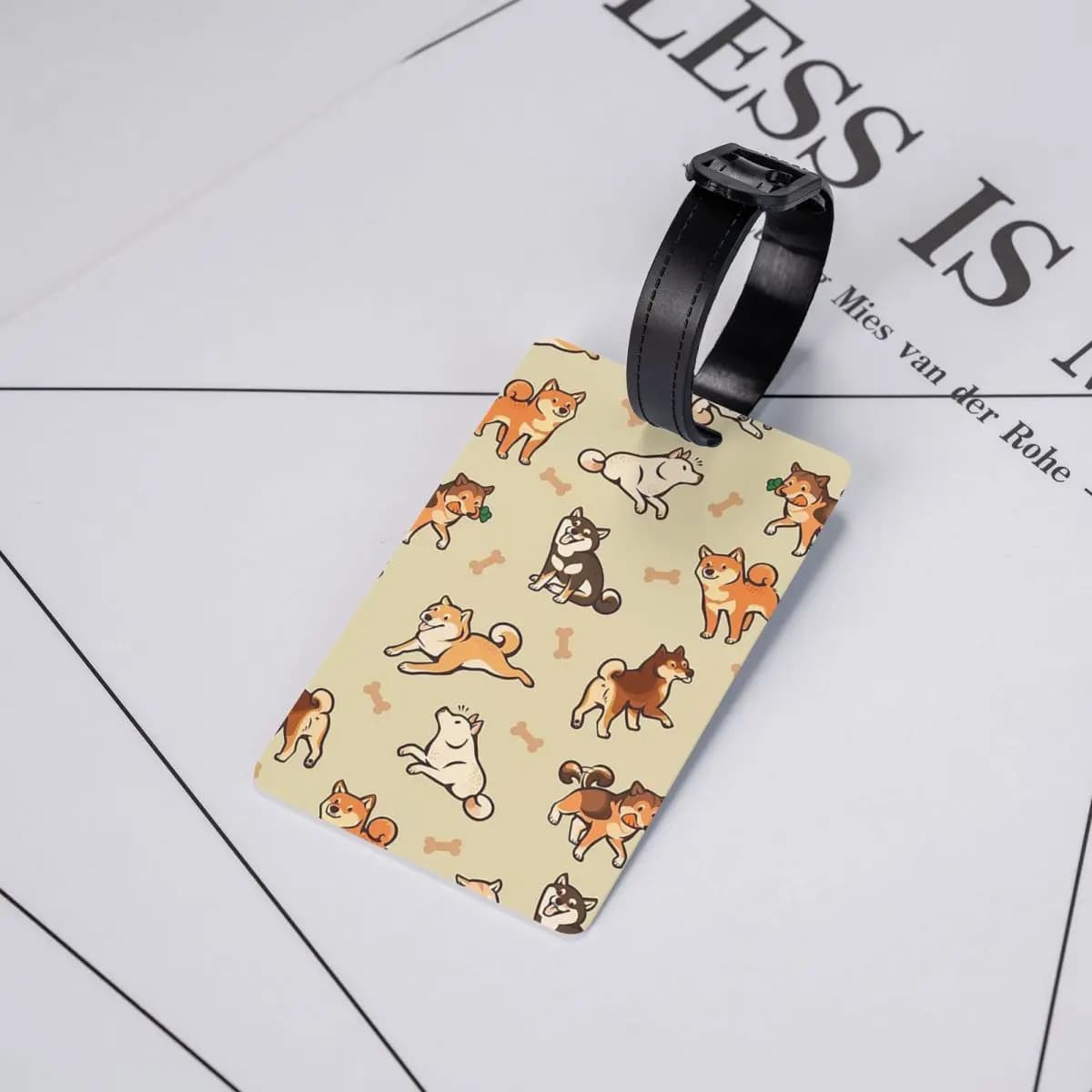 Etichette per bagagli Shiba Inu, simpatici cani in crema, accessori per valigie, etichette per bagagli da viaggio, porta etichette per imbarco, porta nome e indirizzo