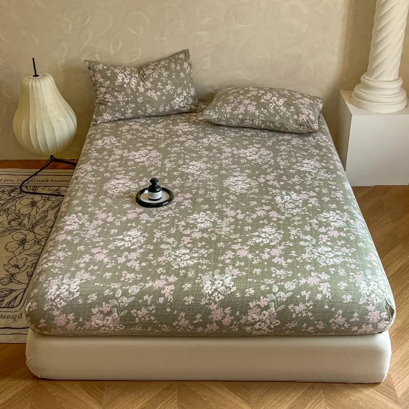 Lenzuolo con angoli elastici Lenzuolo stampato per la casa Copriletto delicato sulla pelle Adulti Camera dei bambini Biancheria da letto sabane (La federa ha bisogno dell'ordine)
