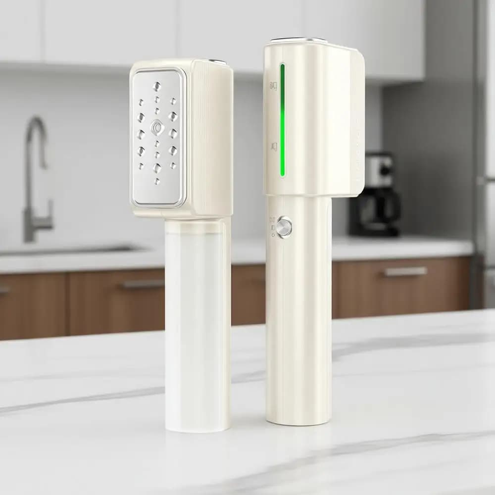 Vaporizzatore da Viaggio per Vestiti, 110-230V, 0.9 libbre, Leggero, 9 * 2.6 pollici, Mini Formato da Viaggio, Ferro da Stiro a Vapore 2 in 1, Riscaldamento in 15 secondi, Riscaldamento in Ceramica