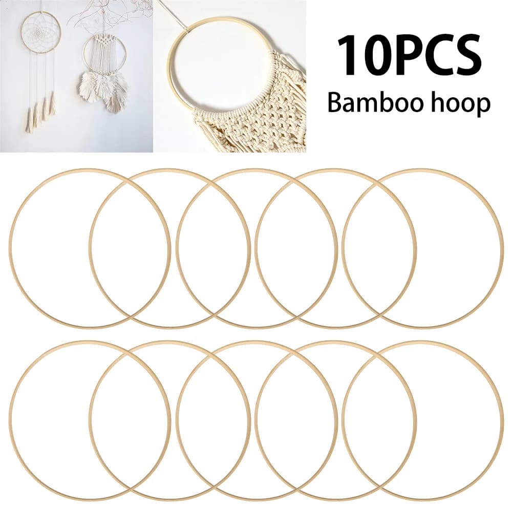 10/18Pcs Wooden Bamboo Ring Floral Hoops Wreath Rings DIY Handmade Catcher Embroidery Hoop Hanging Craft Wedding Christmas Decor