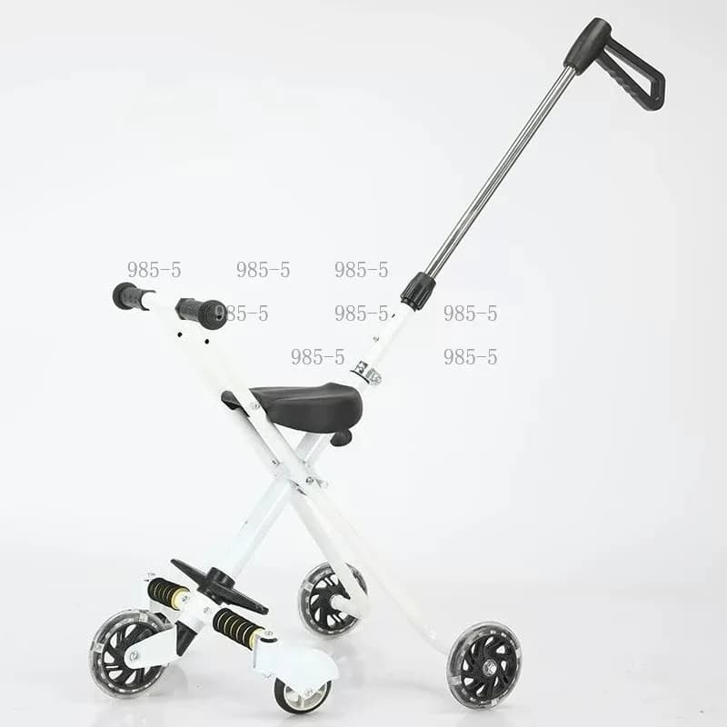 One Click Folding Baby Stroller, Reclinable Rideable Lightweight Outdoor Travel Carriage