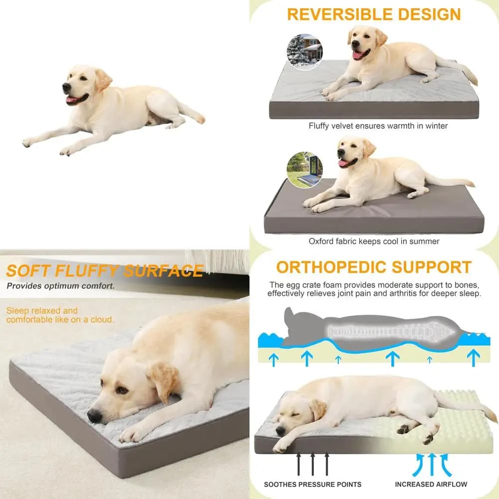 Luxury orthopedic dog skin, waterproof, 41x27, grey, removable coating, 3 layers thick foam, supports up to 36 kg
