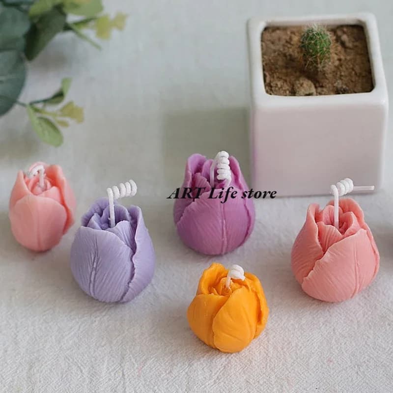 Stampo per candele in silicone con fiori multi-stile 3D Rose Sapone Gesso Artigianato Stampi per colata in resina Fai da te Strumento per cuocere cubetti di ghiaccio al cioccolato