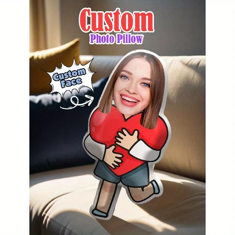 1 cuscino in peluche con foto personalizzata con design a forma di cuore stampato su entrambi i lati, un regalo in morbido tessuto per insegnanti, amici