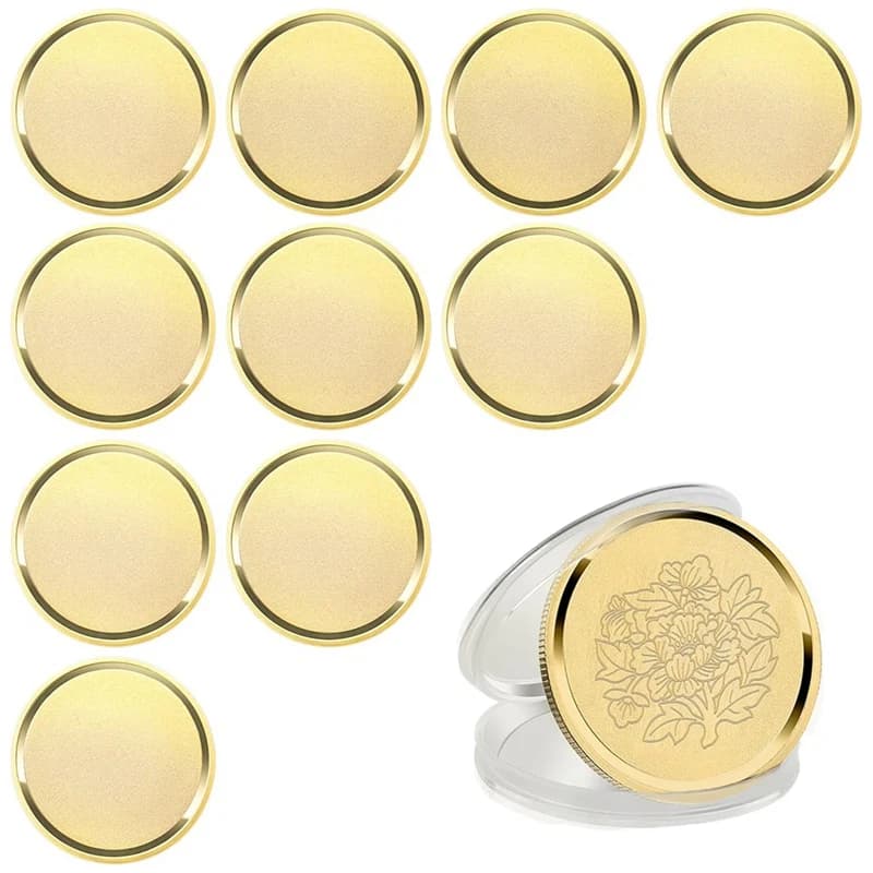 10 pezzi in ottone per incisione Laser Blank Challenge Kit Set di monete smerigliate con scatola di protezione acrilica-40Mm per Kit di artigianato fai da te
