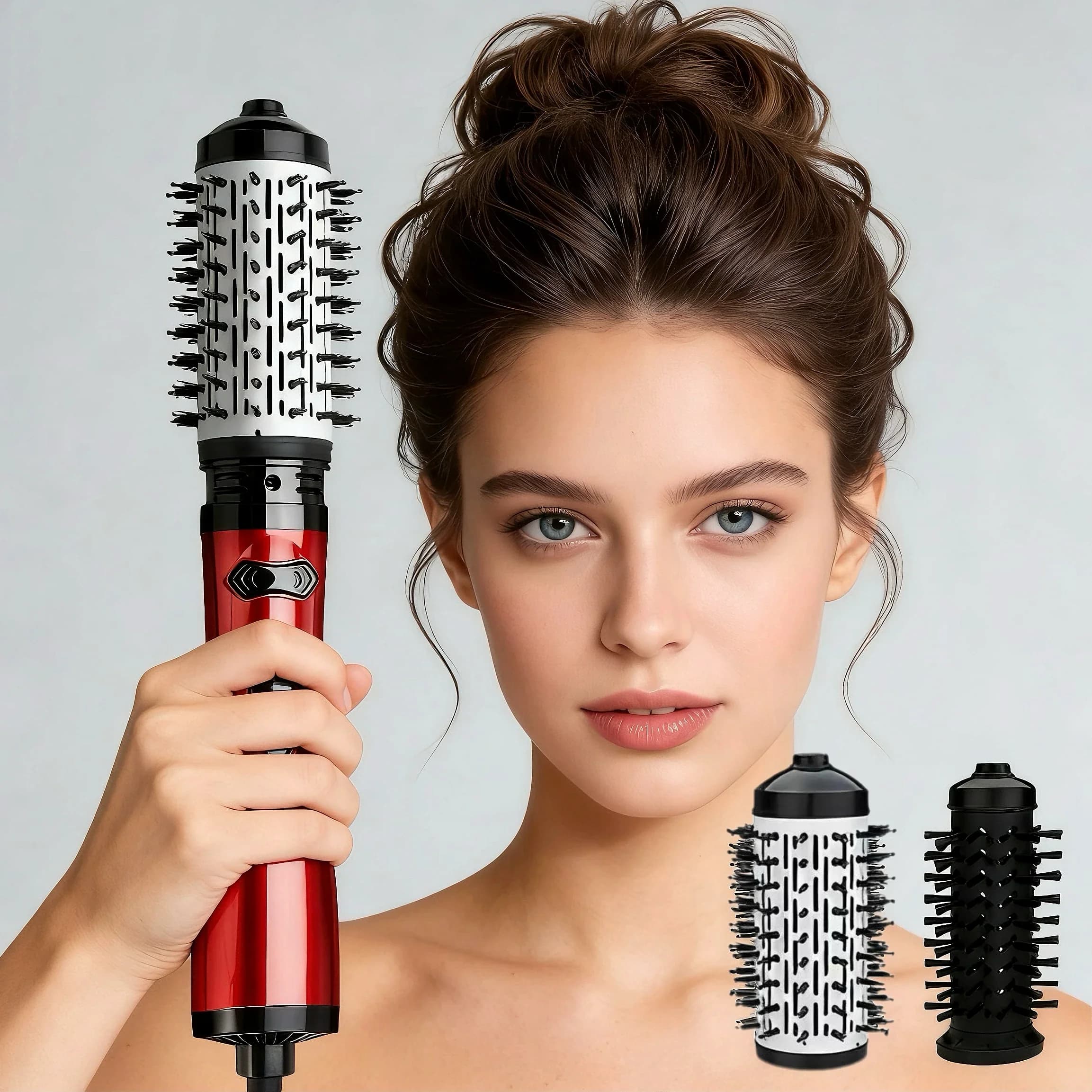 Spazzola ad aria calda 3 in 1 con ioni negativi, spazzola asciugacapelli multifunzionale, piastra elettrica per capelli, strumento per lo styling e la cura dei capelli