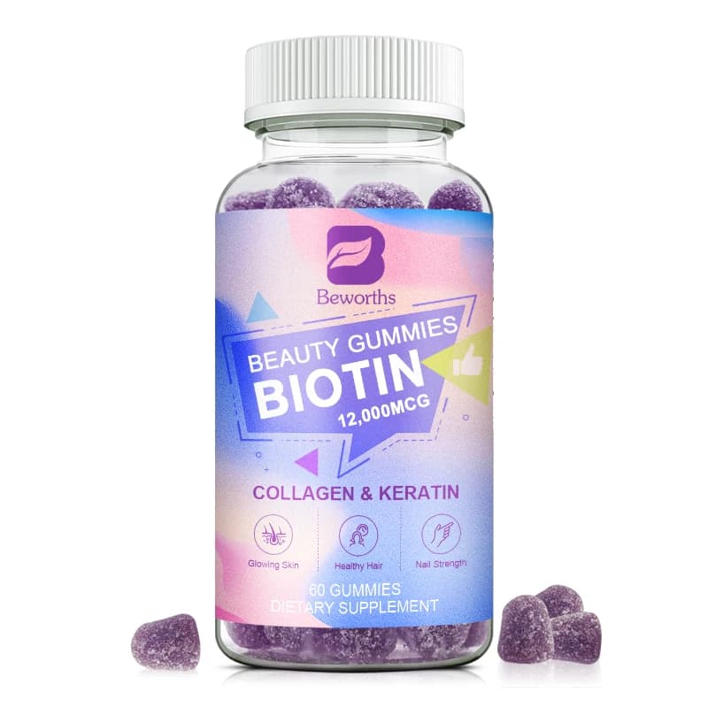 BEWORTHS collagene biotina Gummies biotina per la crescita dei capelli rafforza le radici dei capelli e le unghie prevenzione della caduta dei capelli cura della pelle salute di bellezza