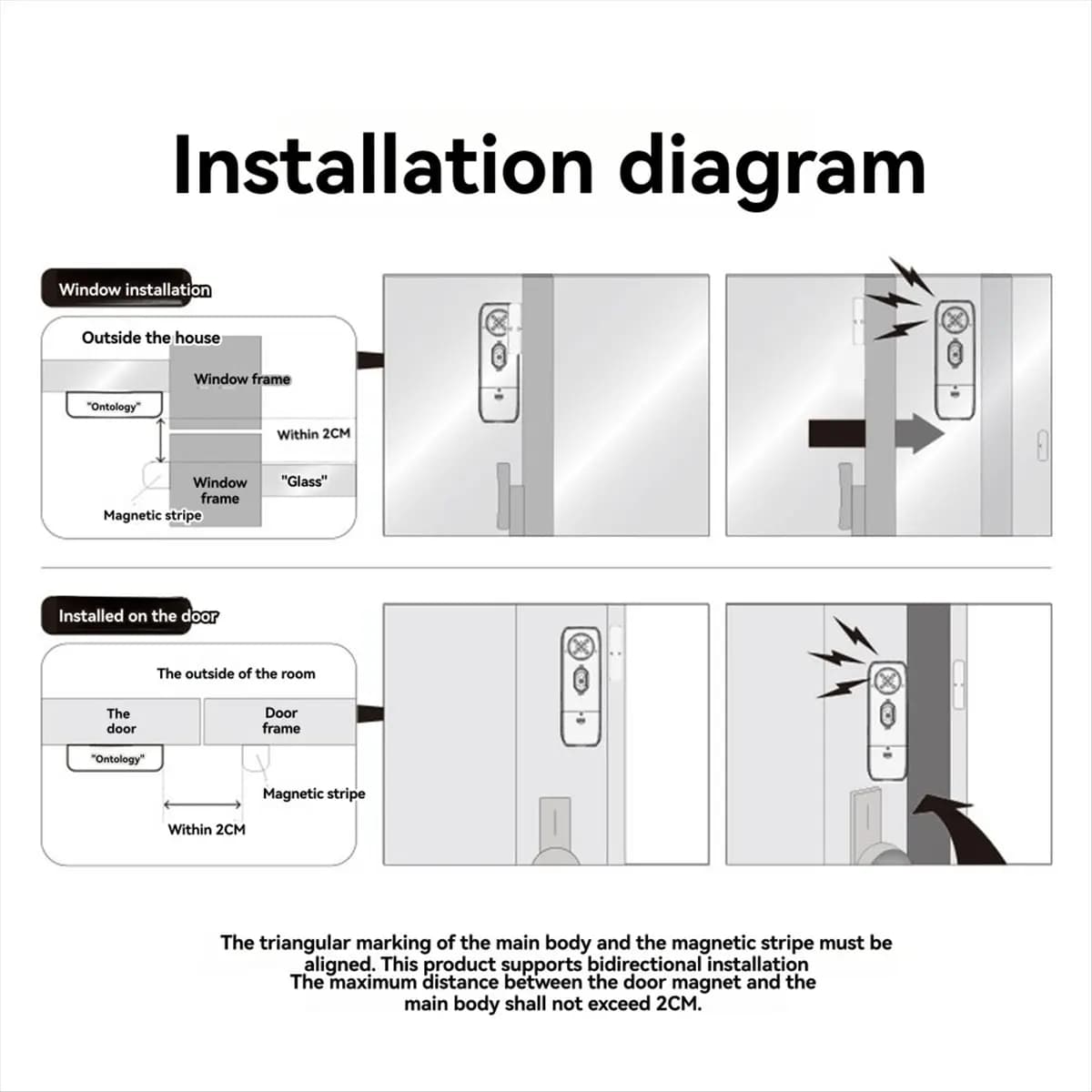 Allarme per porte e finestre Sistema di sicurezza wireless per porte Allarme magnetico multifunzionale per uso domestico Allarme antifurto con decibel da 130 DB