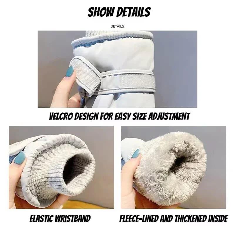 Winter ski gloves with fleece lining Insulated gloves Outdoor cycling gloves compatible with windproof touchscreen