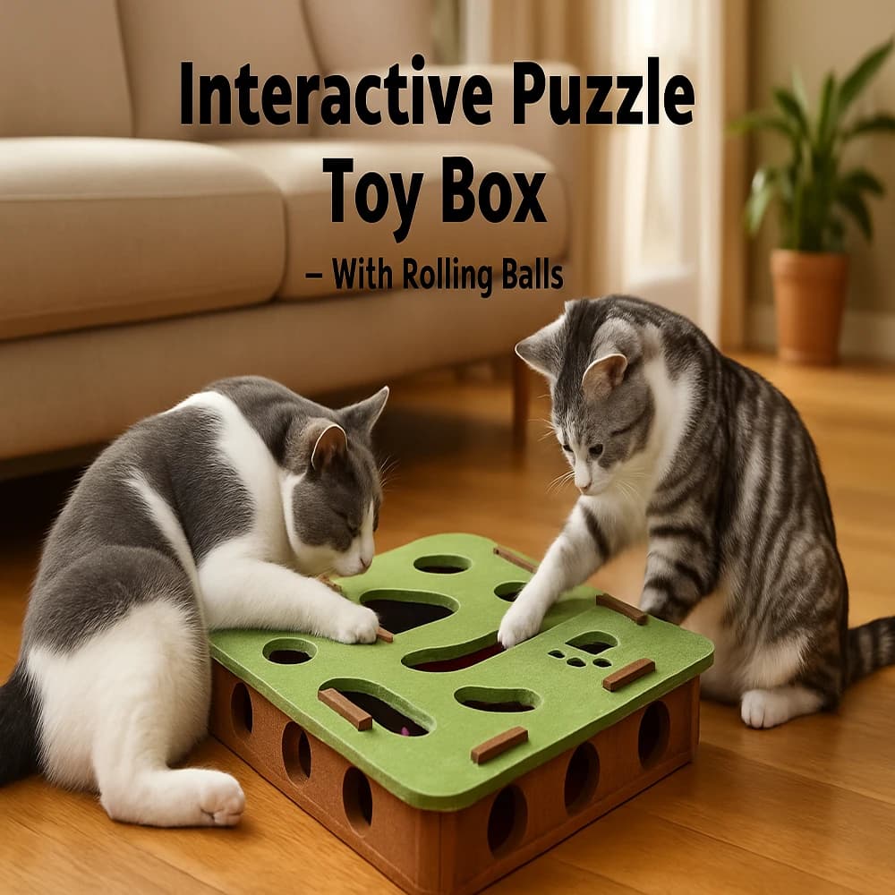 Scatola Puzzle Interattiva per Gatti con Palline Rotolanti - Gioco Labirinto in Feltro Stimolante per Animali Domestici, Stimolazione Mentale ed Esercizio di Caccia ​ ​