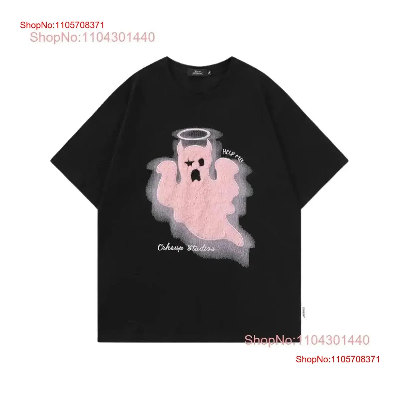 The Ghost T Shirt Print Trendy Y2K Pop culture Statement Limited edition Urban vintage Washed Stretched Top For Everyday Wear