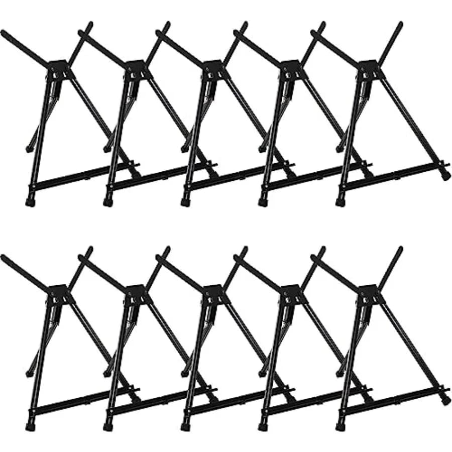 Set di 10 Cavalletti da Tavolo per Artisti, Cavalletto a Treppiede in Alluminio per Pittura, Pieghevole e Portatile, Leggero