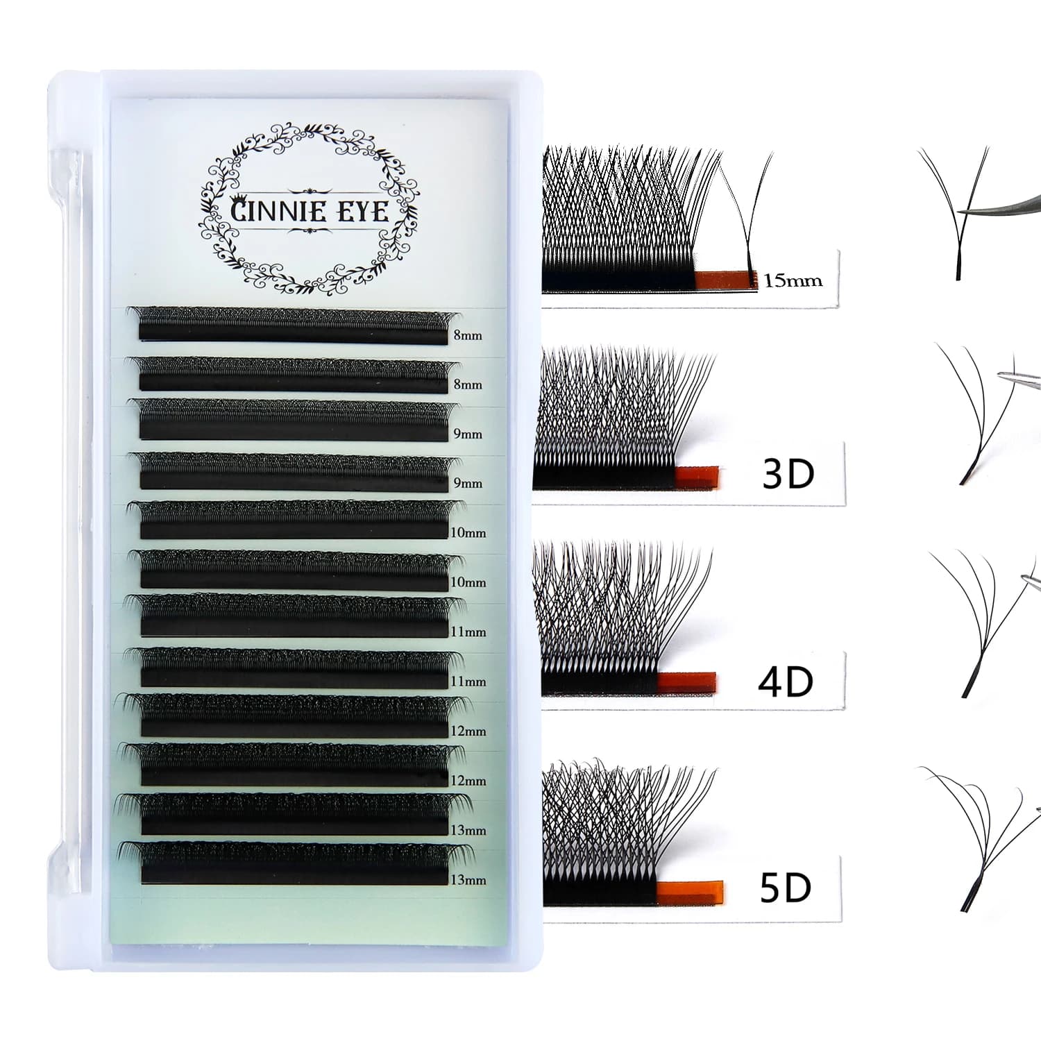 Extension ciglia 6DW, ventagli volume pre-assemblati 5DW, ciglia finte individuali effetto blooming, 7mm 8W, ciglia brasiliane, curvatura M, personalizzabili con logo