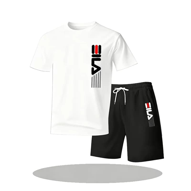 Completo Sportivo Estivo da Uomo Traspirante con Maniche Corte e Pantaloncini Leggero e Confortevole Stile Sportivo Made in China