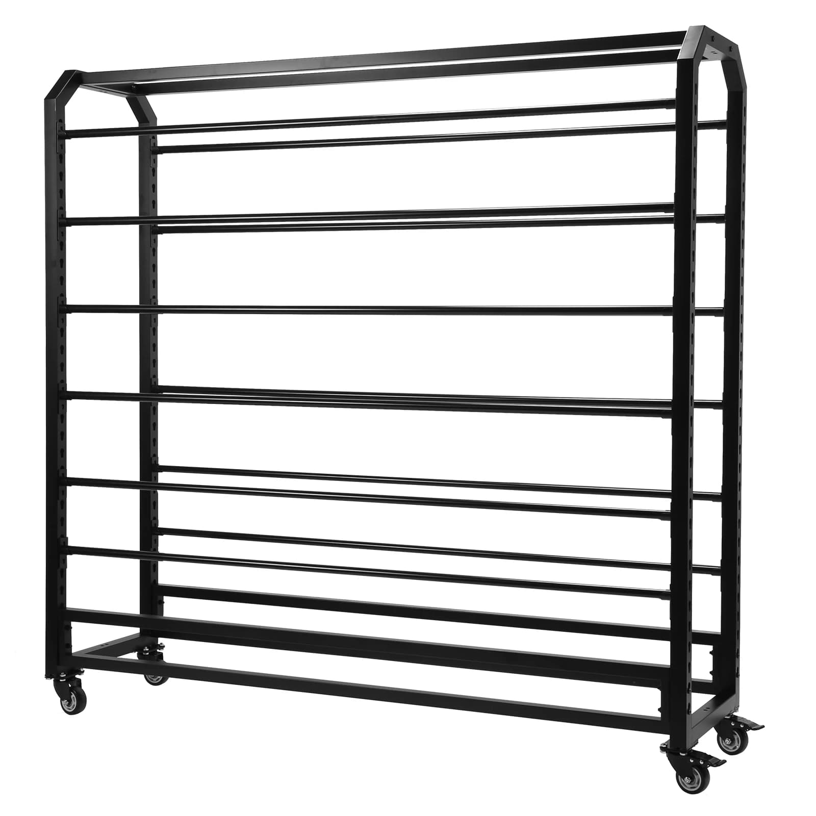 Double Side Storage Shelves with Wheels, Metal Shelving from Earth with 12 Adjustable Auctions for Craft Materials and Sewing