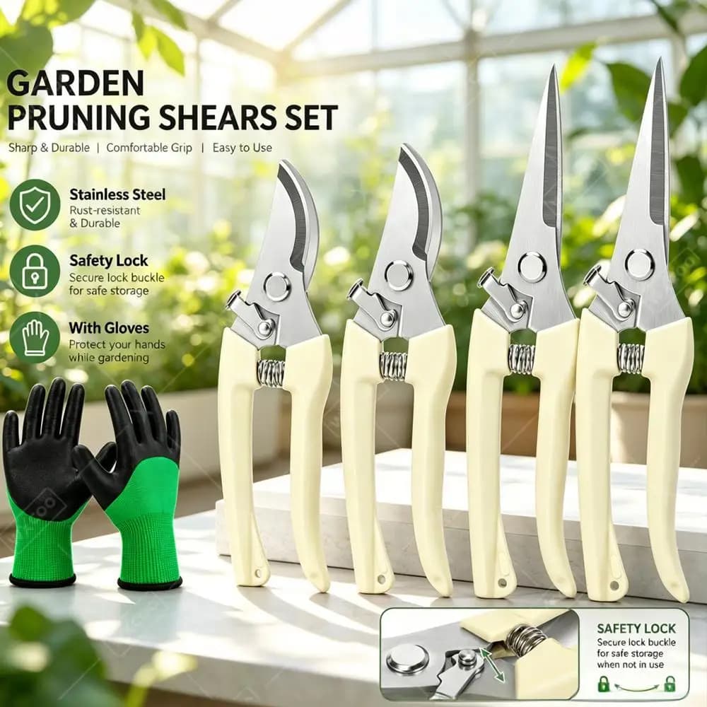 Straight Head Pruning Shears Stainless Steel Non-slip Handle Garden Beak Scissors Household Garden Scissors Manuels Pruing Shear