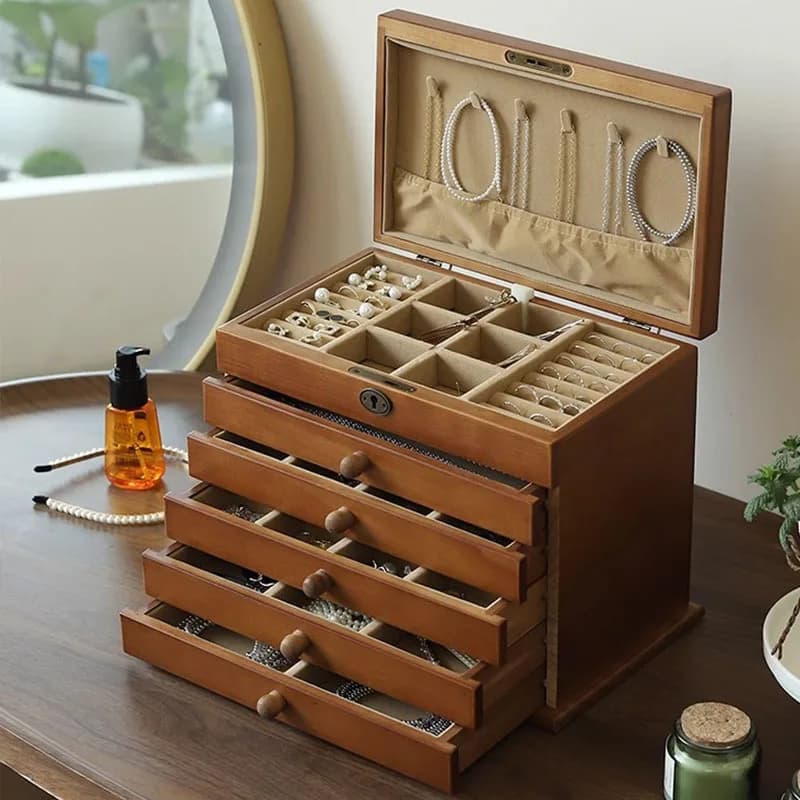 Solid Wood Jewelry Display Box Retro Storage Boxes Bracelet Necklace Earring Ring Jewelry Boxes Accessories Display Storage Box