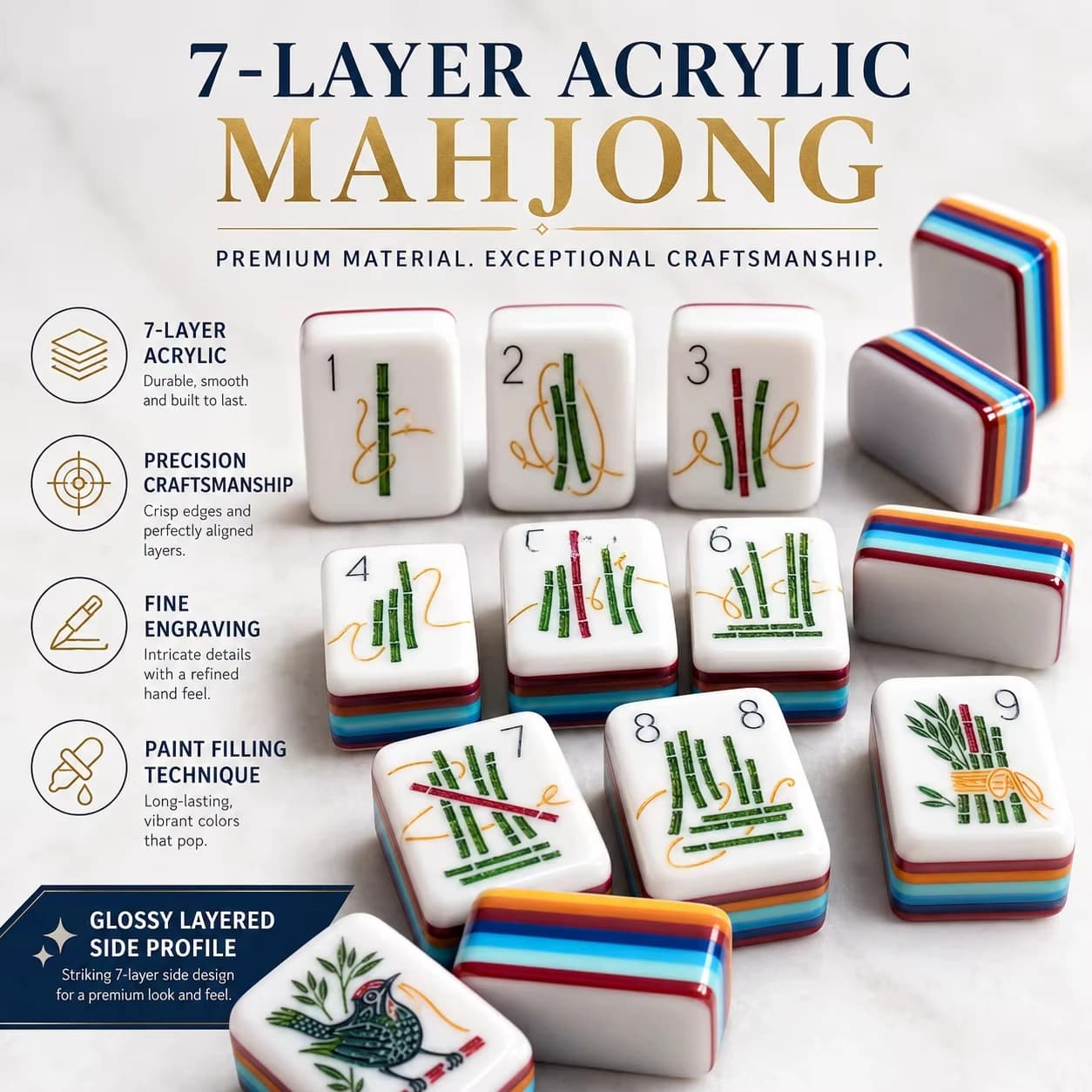 Travel Theme American Mahjong Set Matryoshka Hot Air Balloon Pattern Gift Wholesale Orange 7-layer 160 Acrylic Tiles Ready Ship