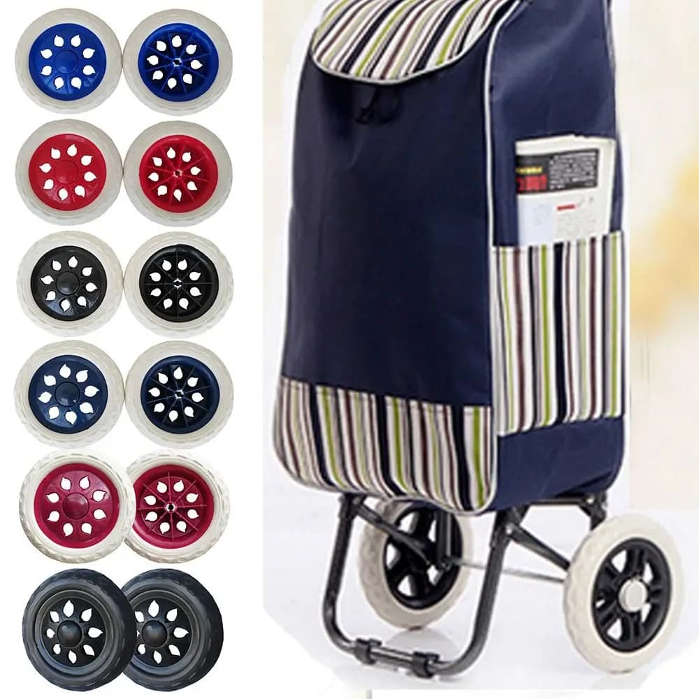 2 pcs shopping cart wheel replacement wheelchair wheel 6.5 inch rubber EVA foam travel cart wheel