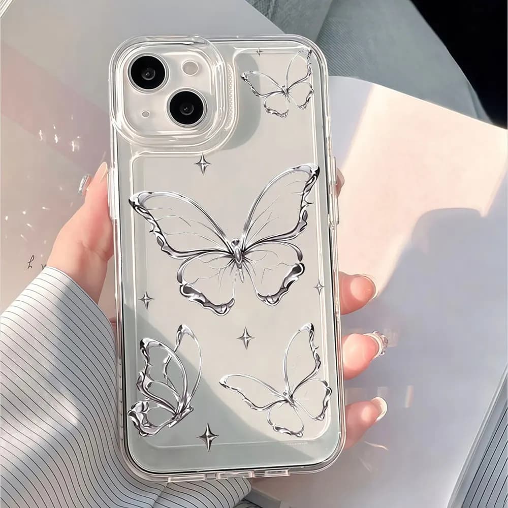 Luxury Butterfly Ins Clear Phone Case For iPhone 17 15 14 16 13 12 11 Pro Max XS 15 16 14 Plus 7 8 16E 17E Air Shockproof Cover