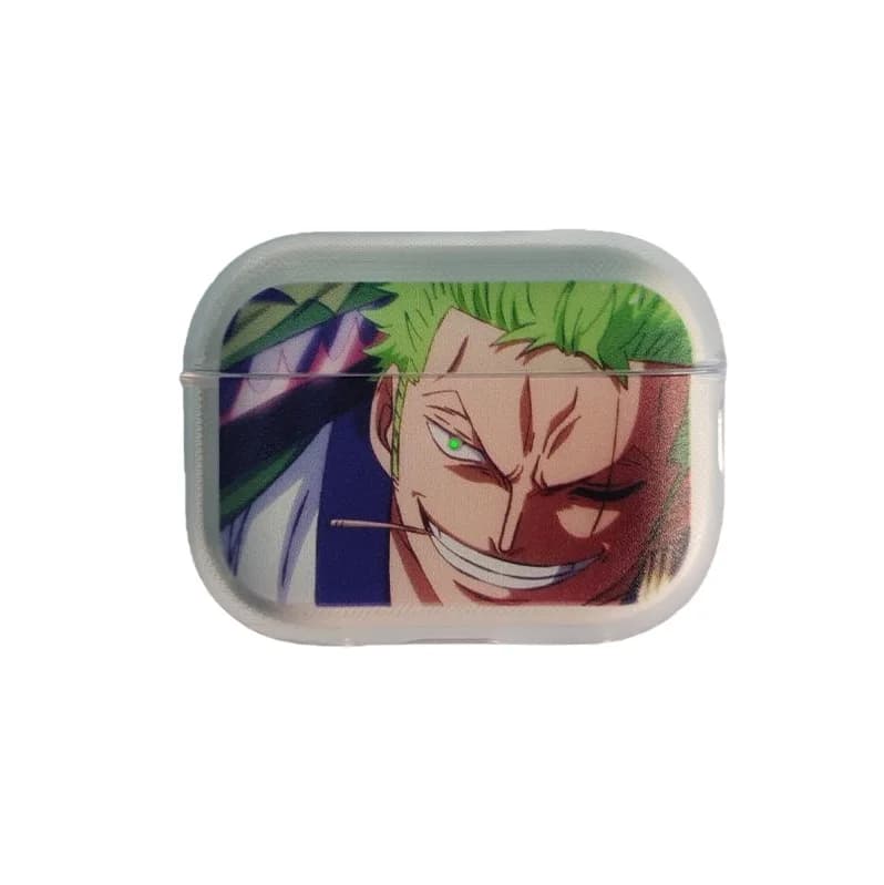 Roronoa Zoro Occhi luminosi One Piece Custodia per auricolari per Apple AirPods 1 2 3 Pro 4 Pro2 2nd Cartoon auricolare copertura per cuffie