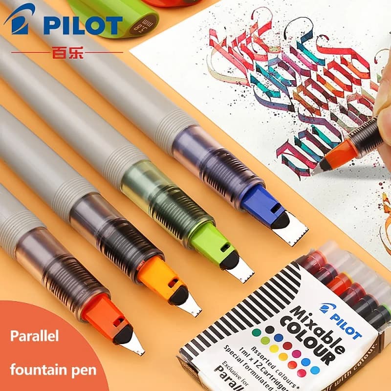 Japan Pilot Parallel Pen Art Duckbill Pen Fountain Pen 1.5/2.4/3.8/6.0mm Art Stationery Calligraphy Color Ink Painting Office