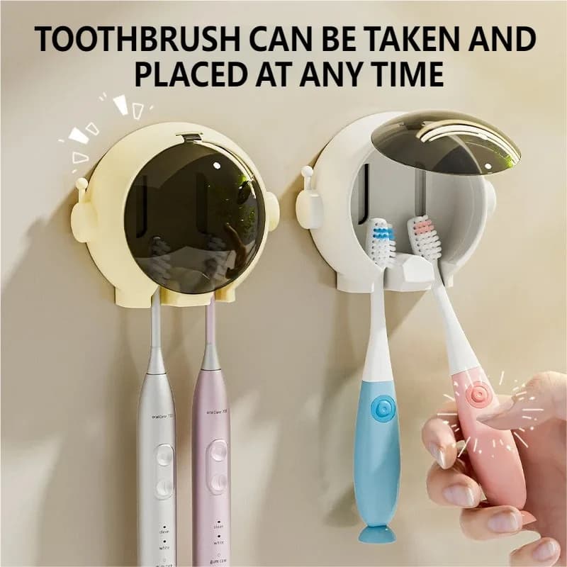 Astronaut Toothbrush Holder, No-Drill Wall-Mounted, Bathroom Electric Toothbrush Storage Rack, Toothbrush Hanging Rack