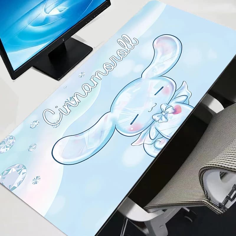 Tappetino per mouse Cinnamoroll Anime HD con stampa, per computer, gaming, con bordi rialzati, XXL, per tastiera e mouse PC, resistente, per Csgo