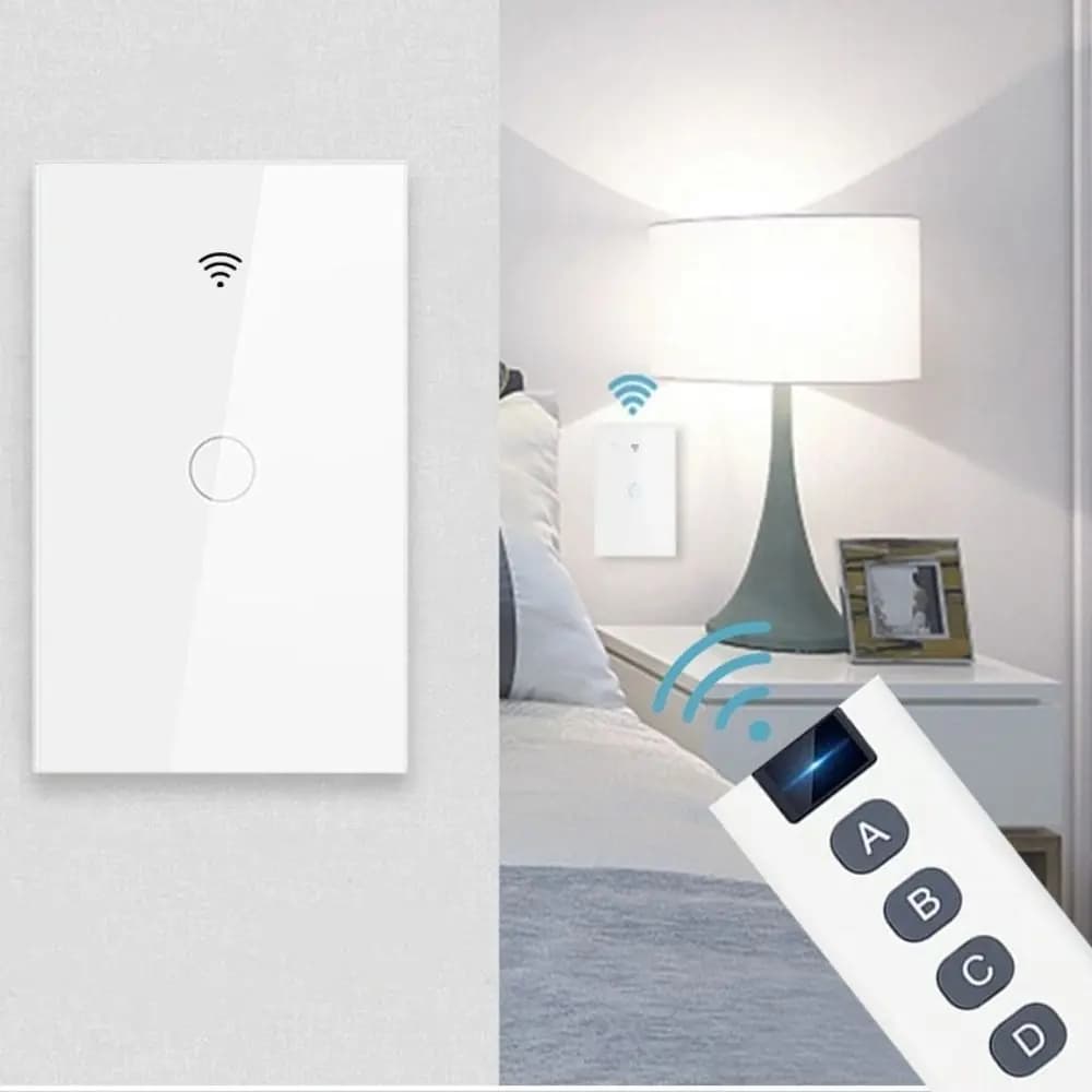 Smart WiFi Light Switch with US Plug, Touch Control, App Control, Touch Sensor, Remote Control, Single Wall Switch