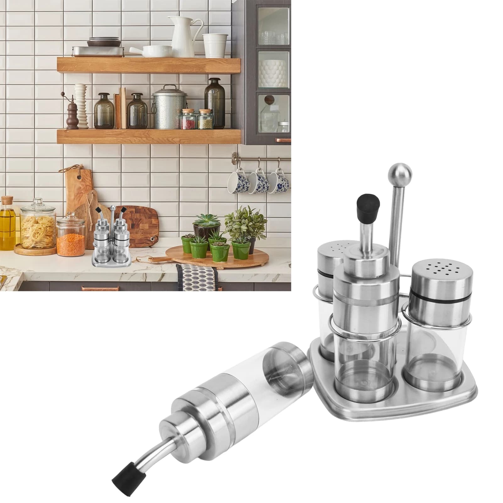 Set di Contenitori per Spezie in Acciaio Inox 304, Barattoli per Condimenti da Cucina
