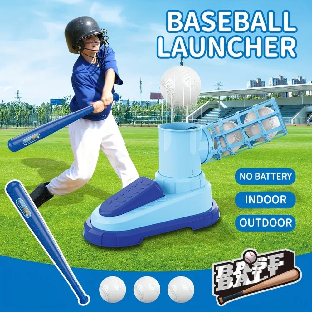 Set di palline da baseball per bambini Set da baseball per bambini con lanciatore step-on Palline pop-up Regalo di Natale all'aperto per ragazzi