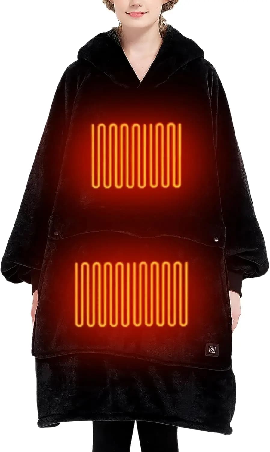 Coperta Elettrica Riscaldante Indossabile, Alimentata a Batteria, Portatile, USB, Senza Fili, Felpa con Cappuccio per Esterni
