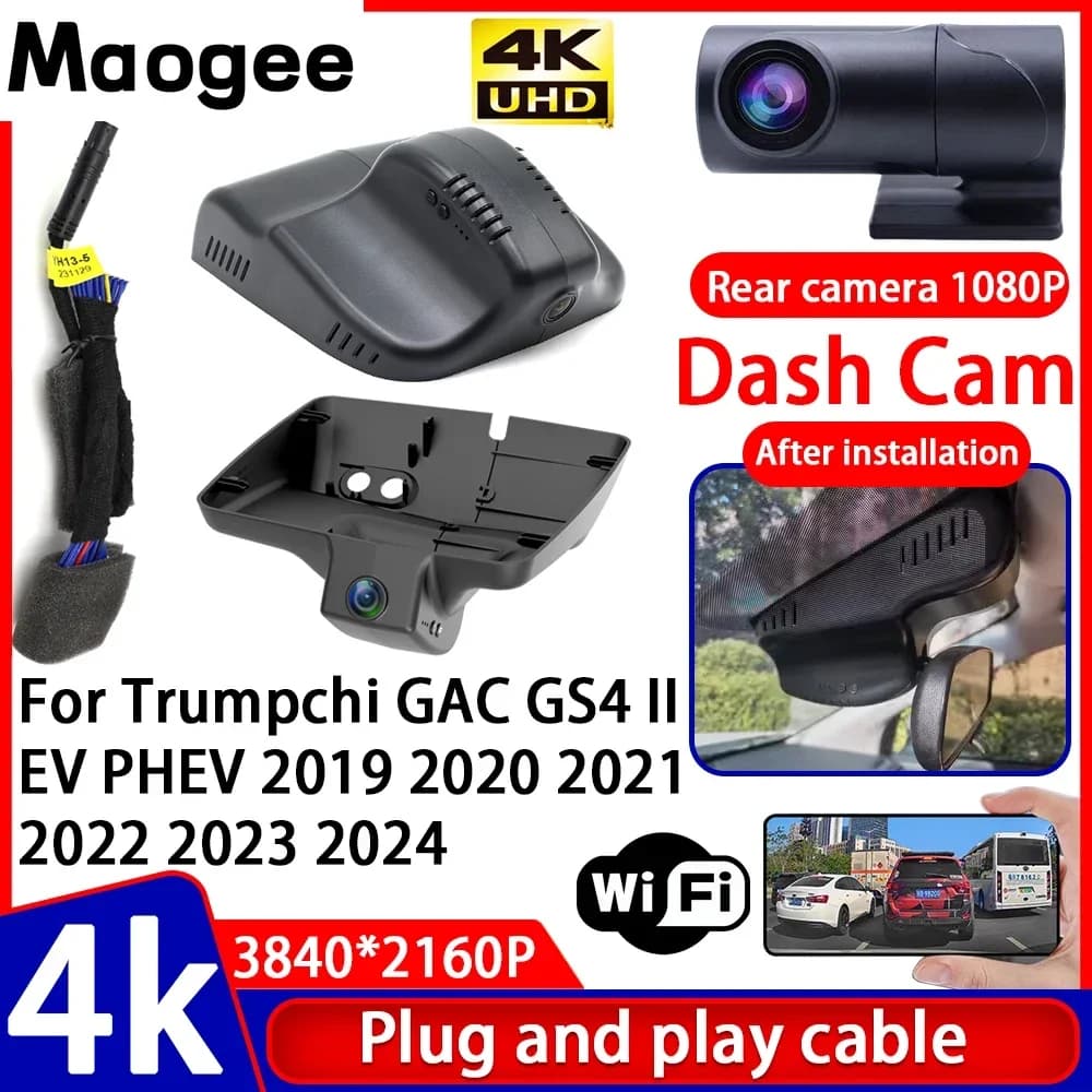 Video Recorder with Night Vision 4K UHD Plug and Play, Dash Cam for Auto Trumpchi GAC GS4 II EV PHEV 2019 2020 2021 2022 2023 2024
