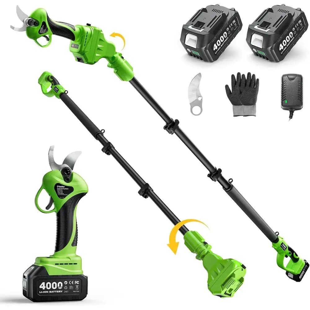Electric battery shears: pot 2 in 1 from 9 feet of cutting diameter 1.2" - 2 batteries 4,0 Ah, extra SK5 blade, 3 cutting edges